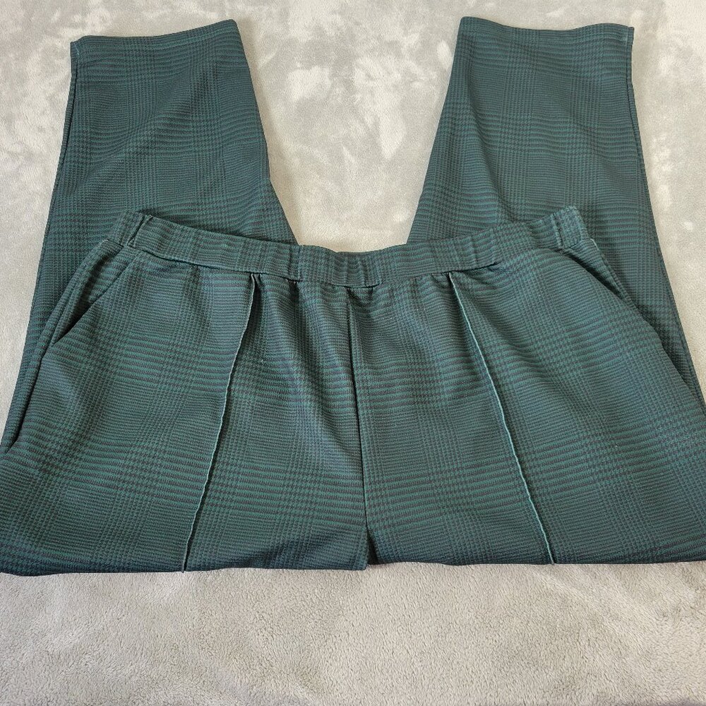 Emery Rose Women's 5XL Plus Green Plaid Crop Pants Pull On Elastic Waist PLA43XE